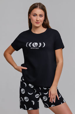 Арт. 9150 Пижама с шортами 42-50 (5 шт) Цвет:верх-черный,низ-черный