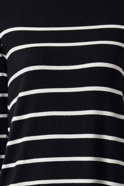 Siyah Midi Premium Iplik/Ozel Iplik Triko Basic Cizgili Elbise TWOAW25EL00093