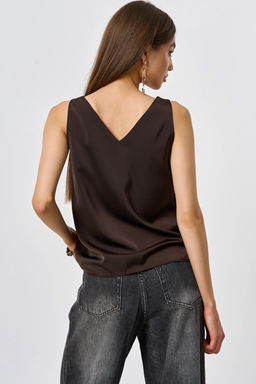 Топ атласный свободного силуэта шоколад
