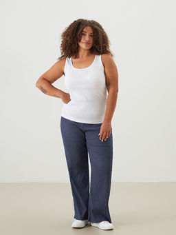 Beli Lastikli ?izgili Kad?n Pantolon