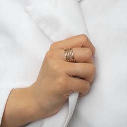 Кольцо металл Тренд три полосы, мини, цвет золото, безразмерное - Qf фото 4