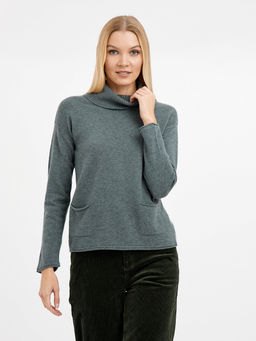 водолазка женская из шерсти с карманами