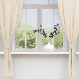 Шторы для кухни Этель ECO, цвет молочный, 130±6×180 см - 2 шт., подхваты - 2 шт.