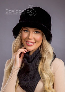 Шапка Шляпка экомех капор блэк