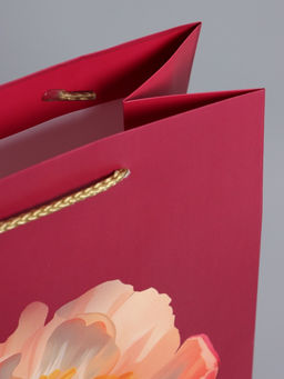 Пакет подарочный ламинированный «Пион», бордовый, 18×22.3×10 см