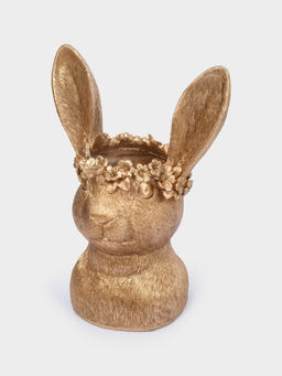 Ваза декоративная, 31 см, полирезин, золотистая, Кролик в венке, Rabbit - Anna lafarg фото 2