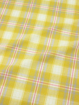 Вареный (стираный) хлопок Клетка цв.горчично-желтый/розовый коралл, ш.2.5м, хл-100%, 115гр/м.кв
