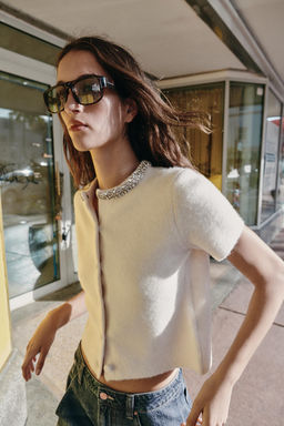 WOOL BLEND JACKET WITH JEWEL NECK - Zara фото 9