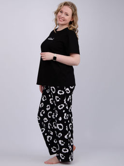 Пижама Выходные чёрная, трикотаж - Малина фото 4