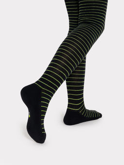 Цена за 3 пары! Колготы для девочек с махровой стопой черные в полоску - Mark formelle фото 2