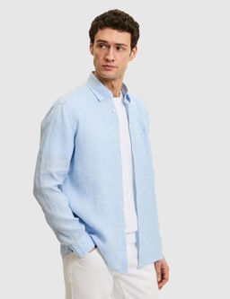 Mavi Regular Fit Yakas_ D__meli %100 Keten G_mlek