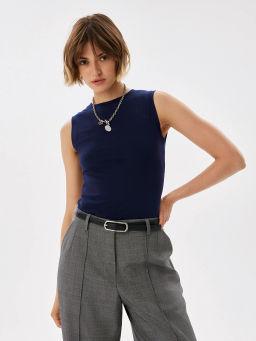 Топ женский трикотажный T-lab TL-T-011K-RT-т.синий  фото 3