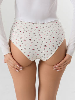 Цена за 2 штуки! Трусы макси женские бежевые с цветочным принтом - Mark formelle фото 4