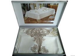 Скатерть EFOR HAZAL 160*300 прямоугольная с 12 салфетками капучино