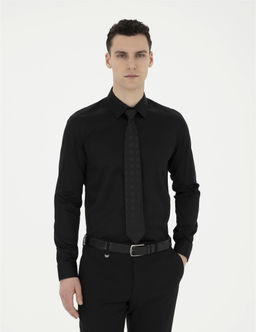 Siyah Slim Fit Uzun Kollu Basic G_mlek