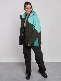 Горнолыжный костюм женский большого размера зимний бирюзового цвета 03963Br - Chunmai фото 10