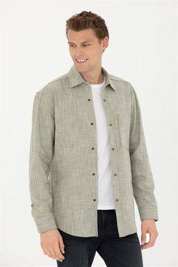 Мужская рубашка цвета хаки с длинным рукавом - U.s. polo assn фото 2