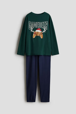 Pijama de algod?n con motivo estampado