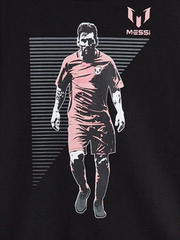 Bisiklet Yaka Messi Bask?l? Erkek ?ocuk Kal?n Sweatshirt