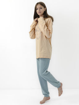 CHILLEASY 170013C-19 Пижама для девочки (футболка с длинным рукавом, брюки), Полынь