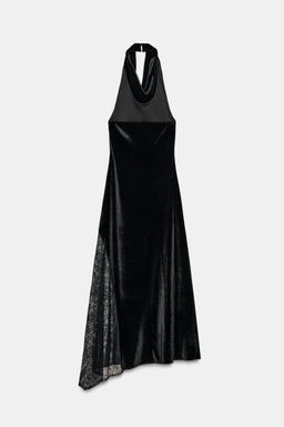 VELVET LACE MIDI DRESS - Zara фото 6