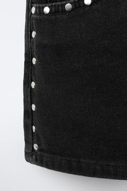 STUDDED DENIM BERMUDA SKIRT - Zara фото 4