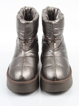 04-WA003-3M GRAY/BRONZE Ботинки зимние женские (натуральная кожа, курточная ткань, 100% шерсть)