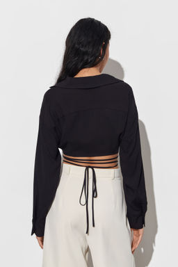 Рубашка укороченная из мягкого хлопка с завязками - Mollis фото 5