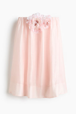 Vestido en mezcla de lino con aplicaciones