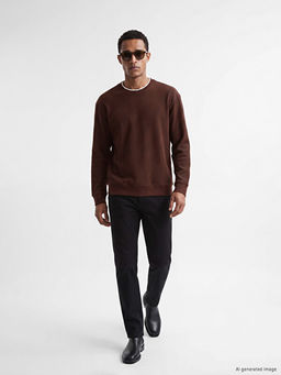 Bisiklet Yaka Fitilli Erkek Sweatshirt