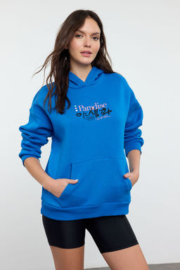 Saks On Arka Bask?l? Oversize/Genis Kal?p Kapusonlu Orme Sweatshirt TWOAW25SW00247 - Trendyolmilla фото 2