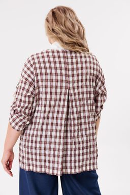 Блуза Michel Chic 751/1 клетка, бежевый  фото 4