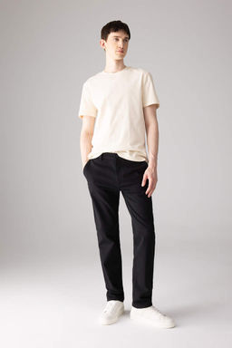 Брюки-чиносы прямого кроя из габардина с карманом на молнии и парусиновой тканью стандартного кроя - Defacto фото 3