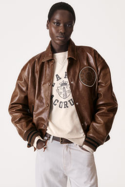 VARSITY 50TH ANNIVERSARY LEATHER BOMBER JACKET