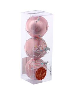 Ёлочные игрушки Бамби, шары новогодние, d=8 см, 3 шт., розовый - Зимнее волшебство фото 3