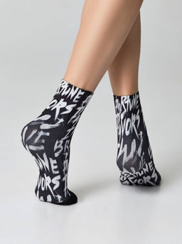 Цена за 2 пары. Носки Классические CONTE FANTASY Плотные носки с черным мыском и рисунком Brave mix - Conte elegant фото 3