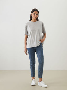 Beli Lastikli Slim Mom Kad?n Jean Pantolon