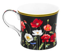 Кружка 250 мл 11,8*8,5*7,5 см "Маки на чёрном" NEW BONE CHINA