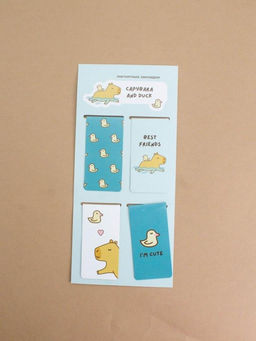 Набор магнитных закладок Capybara and duck, 4 шт., 35х70 мм