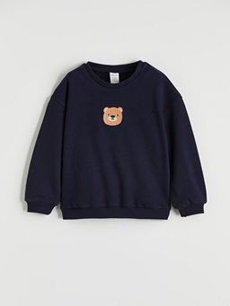 Bisiklet Yaka Nak??l? Erkek Bebek Sweatshirt