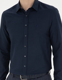 Lacivert Slim Fit Uzun Kollu G_mlek