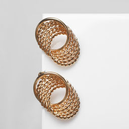 Цена за 2 шт. Серьги металл «Переплетение» нити, цвет золото