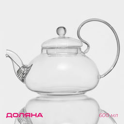 Чайник заварочный Доляна «Элегия», 600 мл, стекло, с металлическим ситом