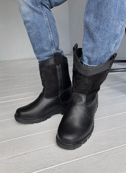 Мини-монголки мужские черные, литая подошва натуральная кожа - Мирунт фото 26