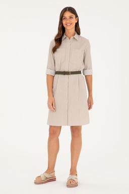 Женское тканое платье цвета хаки в полоску Неожиданная скидка в корзине