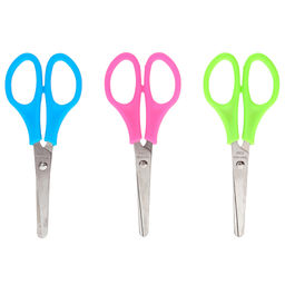 Ножницы канцелярские 12,8см, с линейкой, пластмассовые ручки, цвета в ассортименте: голубой/фуксия/салатовый (Китай) мин.заказ 12шт