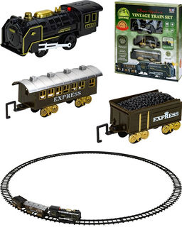 Железная дорога на батарейках "Винтажная" диам. дороги 98см (НУ-8024) свет, звук, в коробке