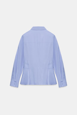 CAMISA POPEL?N PEPLUM ZW COLLECTION / Azul vigor? - Zara фото 8
