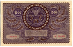 Банкнота 1000 марок 1919 года Польша