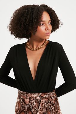 TRENDYOLMILLA Cok Renkli Bask?l? Slim C?tc?tl? Kruvaze Yaka Esnek Orme Body TWOAW20BD0035  фото 2